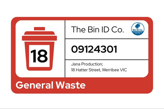 General Waste commercial bin label